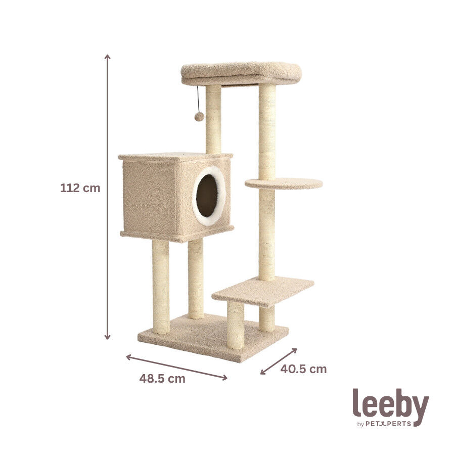 Leeby Boucle Collection árbol rascador con cama nido y juguete para gatos thumbnail