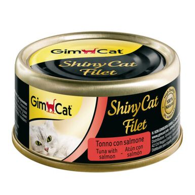 GimCat Shiny Filet atún con salmón lata para gatos