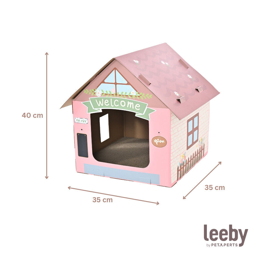 Leeby Hattie casita rascador de cart&oacute;n rosa para gatos, , large Imagen numero 5