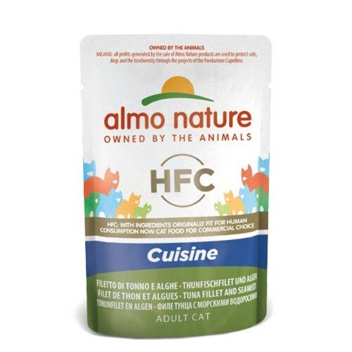 Almo Nature Cuisine At&uacute;n y Algas sobre comida h&uacute;meda para gato Imagen numero 1