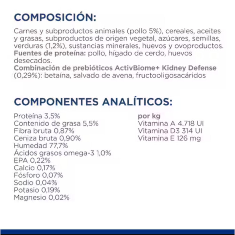 354 g Hill's Prescription Diet Kidney k/d +  Mobility j/d estofado pollo y verduras lata para perros,  Imagen numero 6 354 g Hill's Prescription Diet Kidney k/d +  Mobility j/d estofado pollo y verduras lata para perros, , large Imagen numero 6