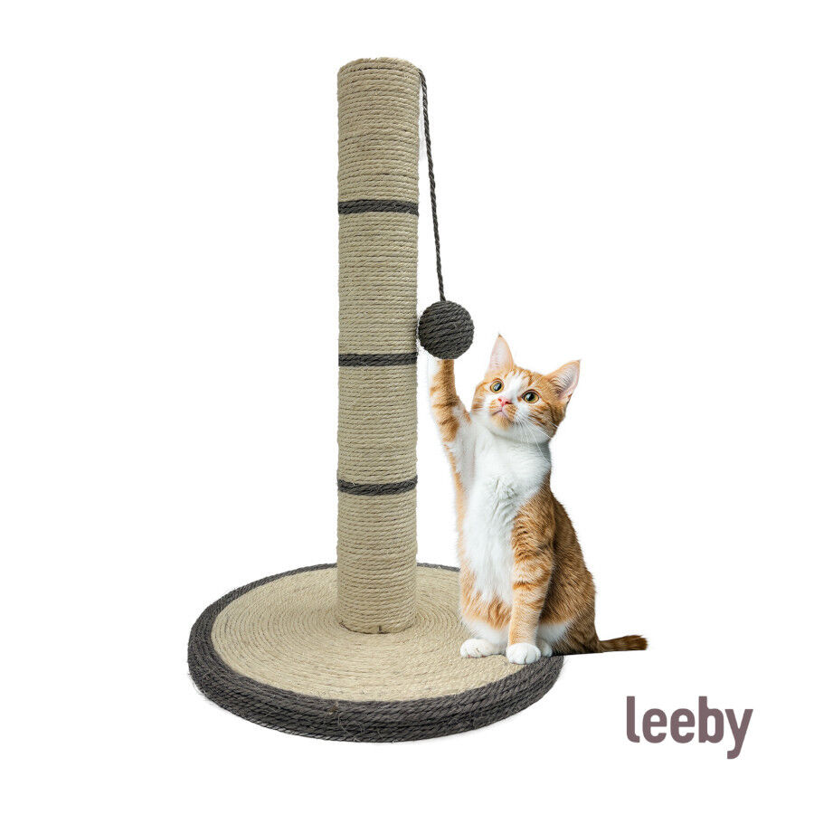 Leeby Isidoro rascador de sisal con juguete gris para gatos thumbnail