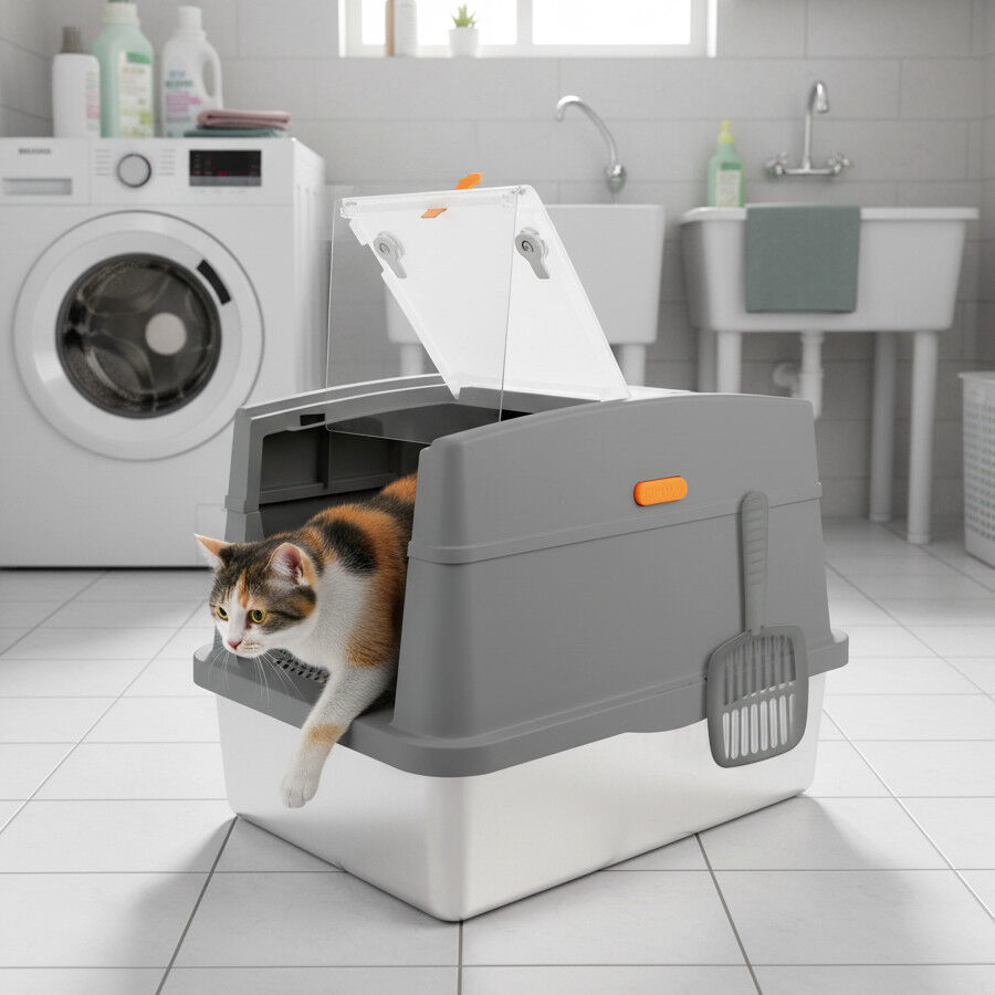 All For Paws Go Fresh Caja Arena Tapa Acero Inoxidable Gris para gatos, , large Imagen numero 1