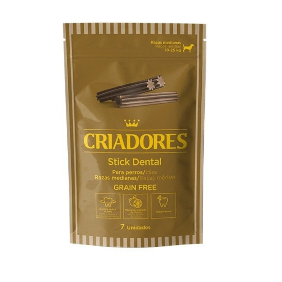 7 barritas Criadores Snacks Dentales Grain Free para perros de raza mediana, , large Imagen numero 1