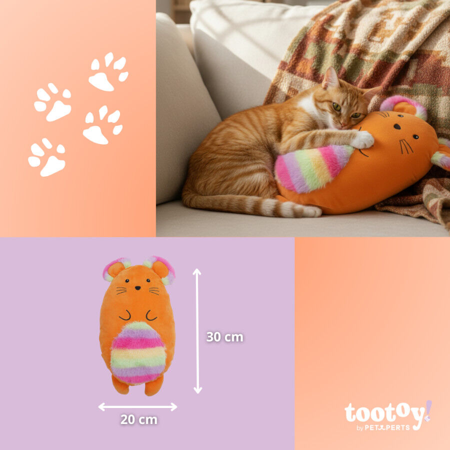 Tootoy! Peluche Rainbow Mouse Naranja para gatos thumbnail