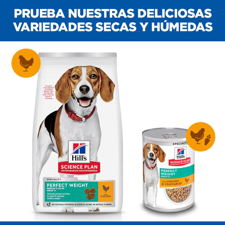 12 kg Hill's Science Plan Perfect Weight Adult Medium Pollo pienso para perros,  Imagen numero 6 12 kg Hill's Science Plan Perfect Weight Adult Medium Pollo pienso para perros, , large Imagen numero 6