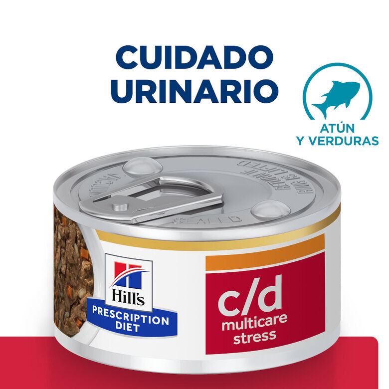 Hill&#039;s Prescription Diet c/d Cuidado Urinario Estrés Estofado de Atún lata para gatos thumbnail