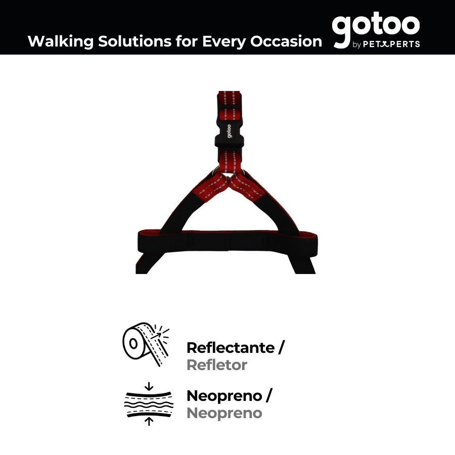 Gotoo Arn&eacute;s reflectante de neopreno rojo para perros, , large Imagen numero 4
