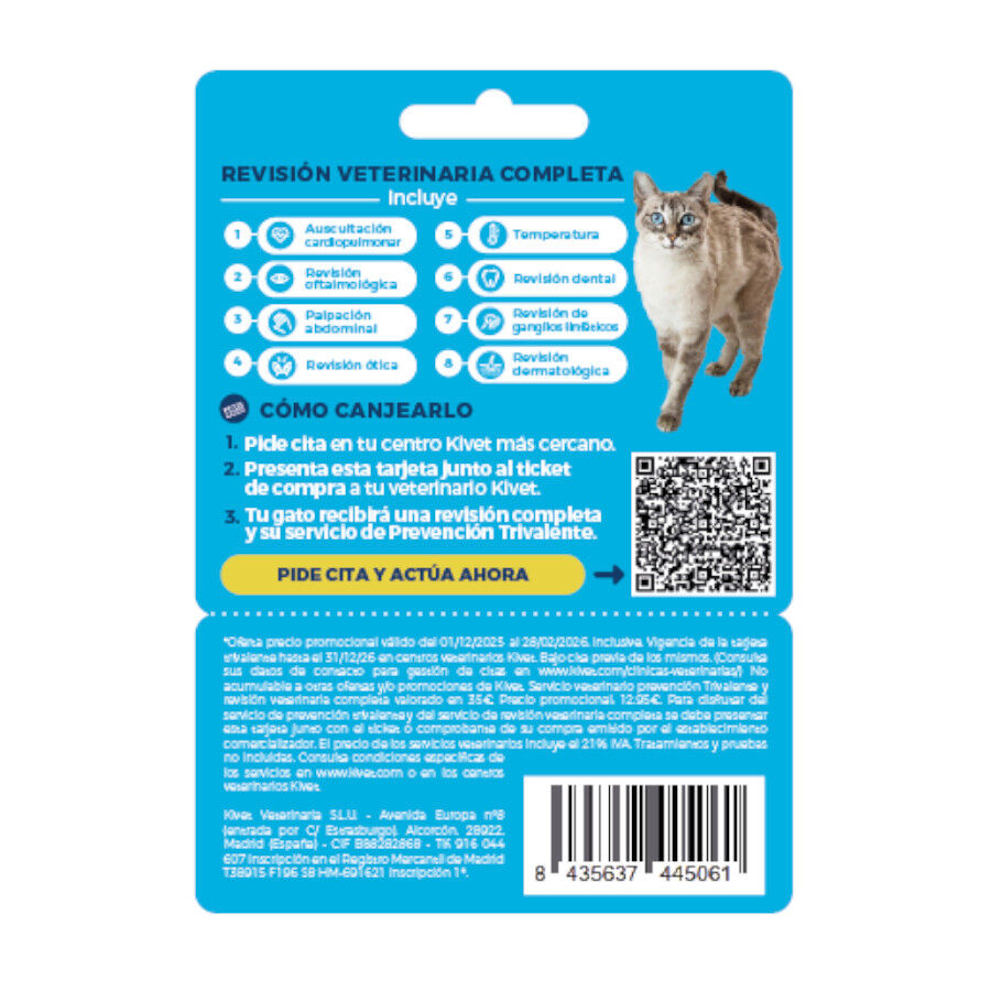 Tarjeta Vacuna Trivalente Gato + revisión veterinaria thumbnail