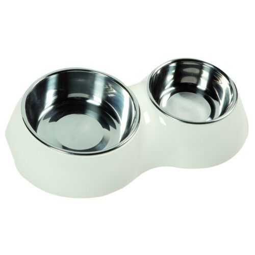 Flamingo doble blanco comedero para gatos Imagen numero 1