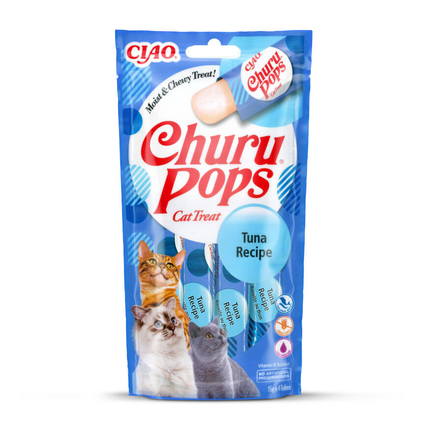 4 sobres x 15 g Churu Palitos Pops Receta de At&uacute;n para gatos, , large Imagen numero 1