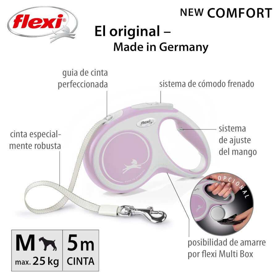 Flexi New Comfort Correa Extensible Rosa para perros thumbnail