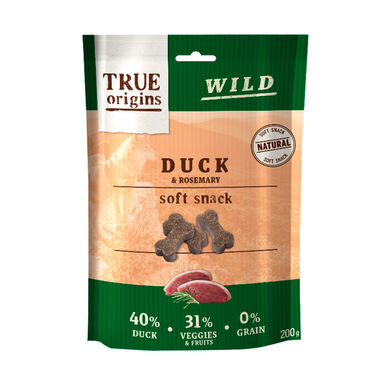 True Origins Wild Huesitos Pato y Romero para perros