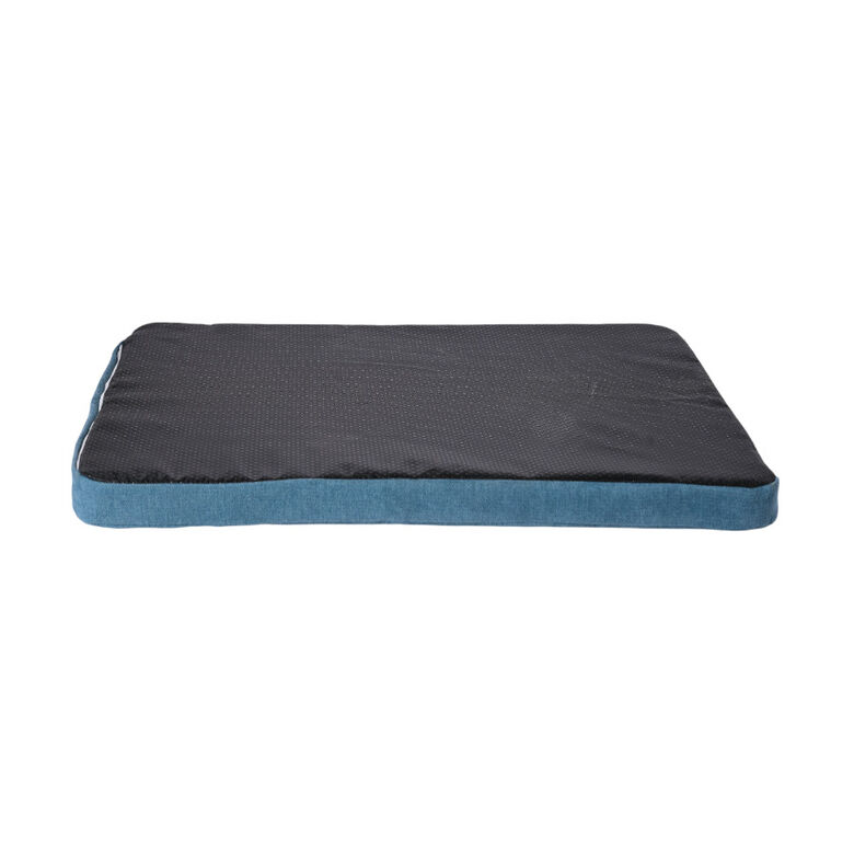 Leeby sofá de madera con colchón azul para perros thumbnail