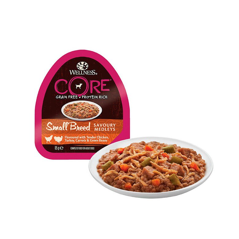 85 g Wellness Core Small Breed Grain Free Pollo y Pavo Tarrina para perros,  Imagen numero 2 85 g Wellness Core Small Breed Grain Free Pollo y Pavo Tarrina para perros, , large Imagen numero 2