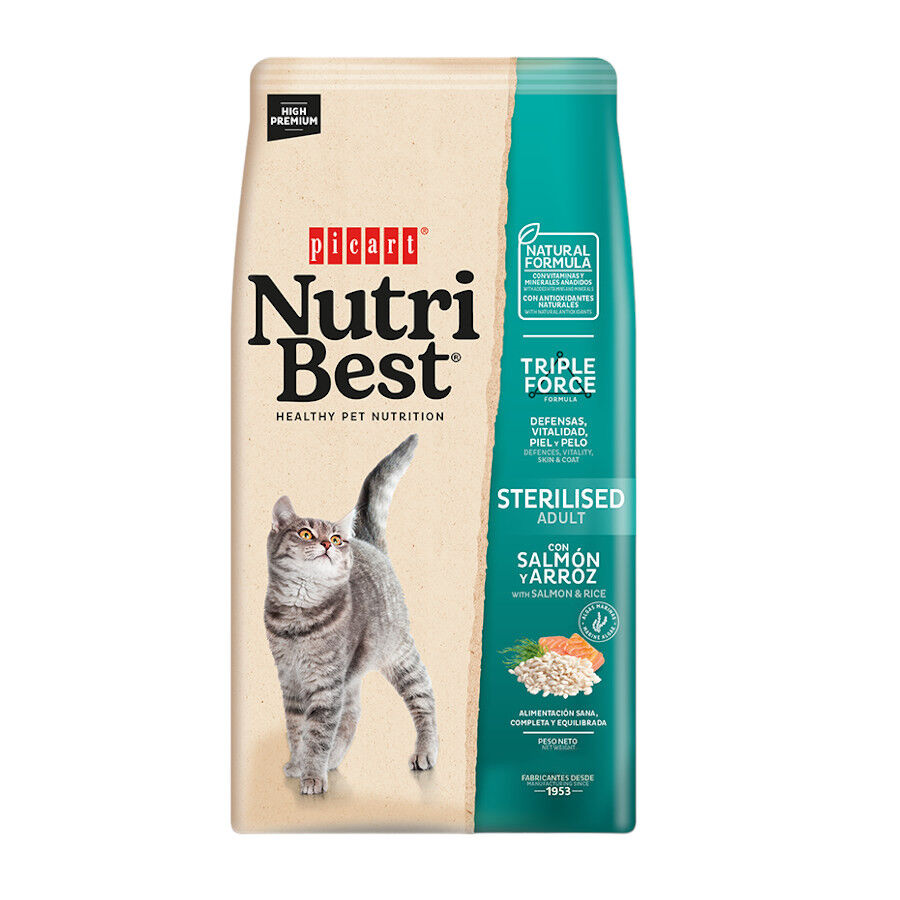 Nutribest Adult Sterilised Salmón y Arroz pienso para gatos