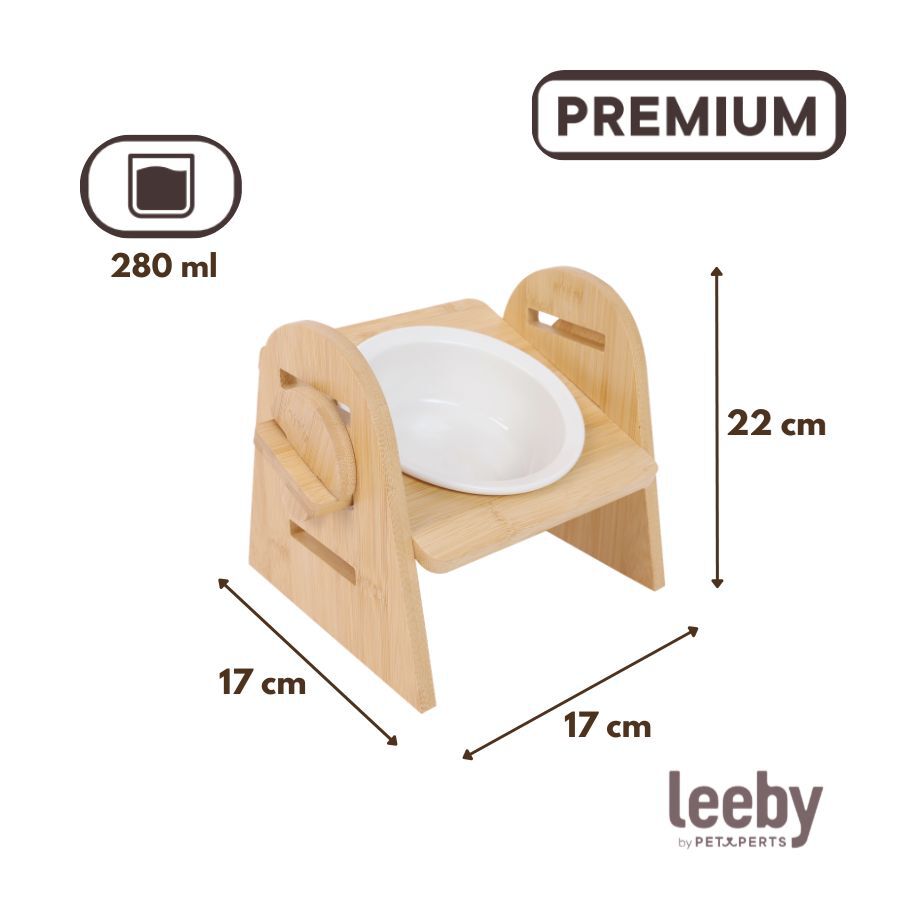 Leeby Comedero Elevado de Madera y Cer&aacute;mica para perros y gatos, , large Imagen numero 4