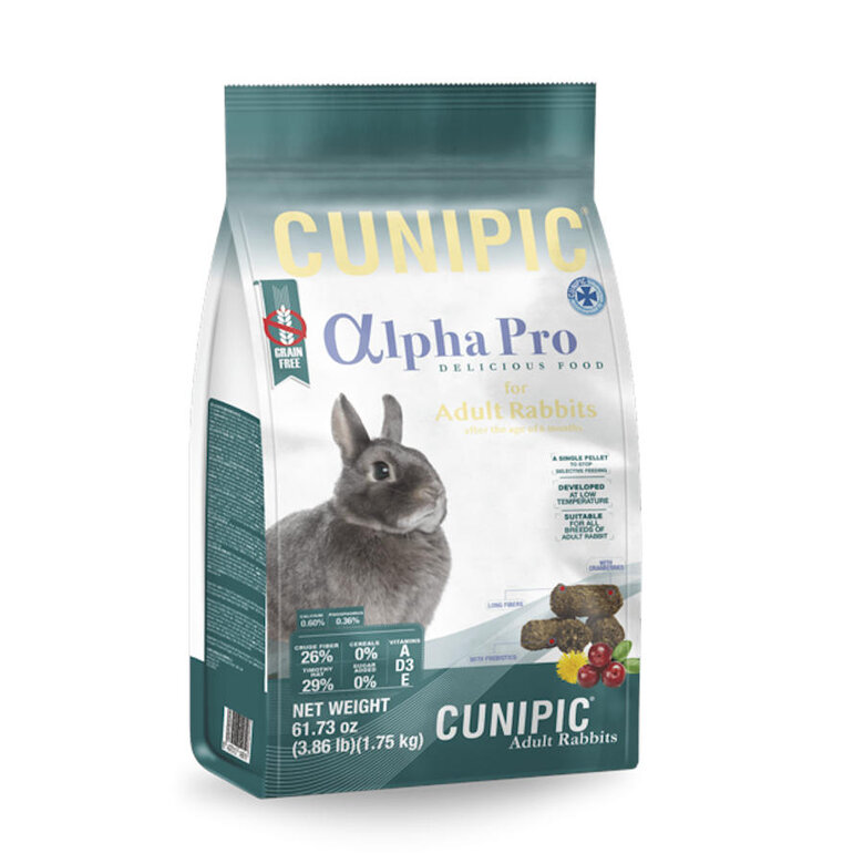 Cunipic Adult Alpha Pro Grain Free comida para conejos, , large image number null