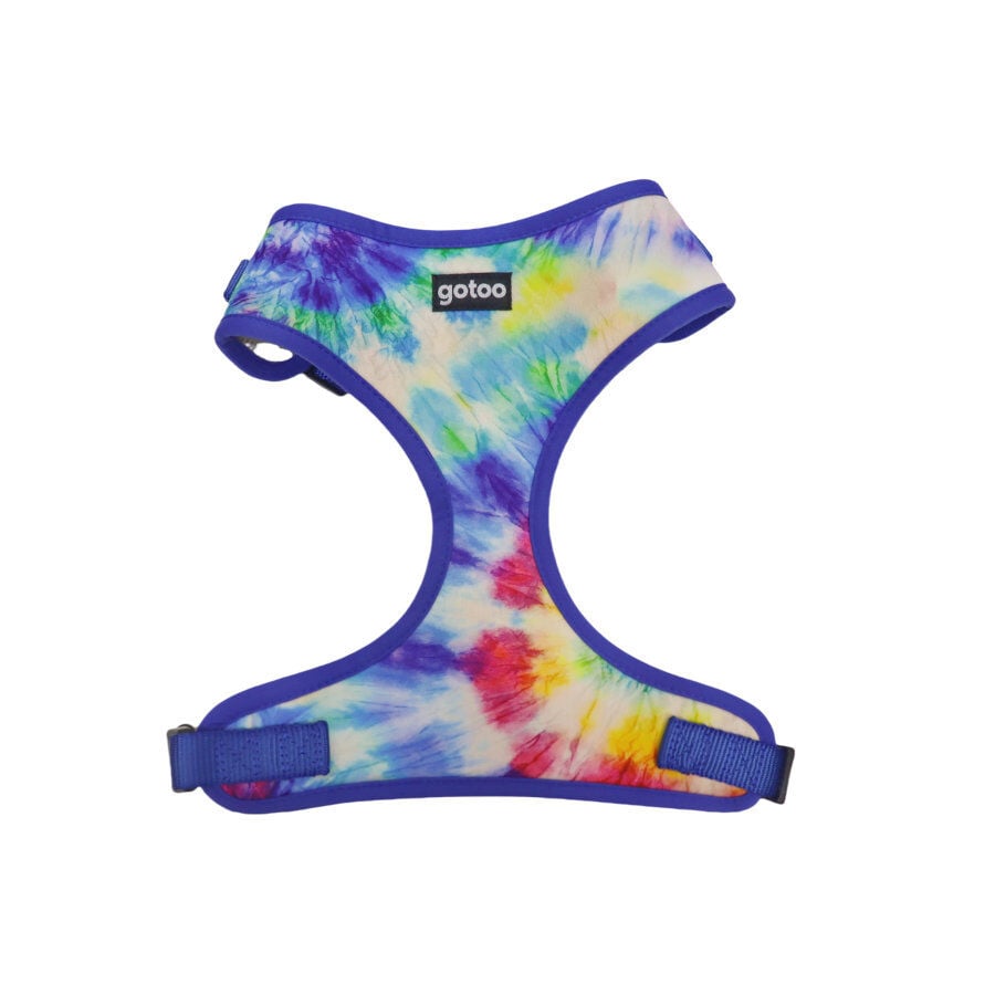 Gotoo Arnes ajustable estampado azul tie dye para perro