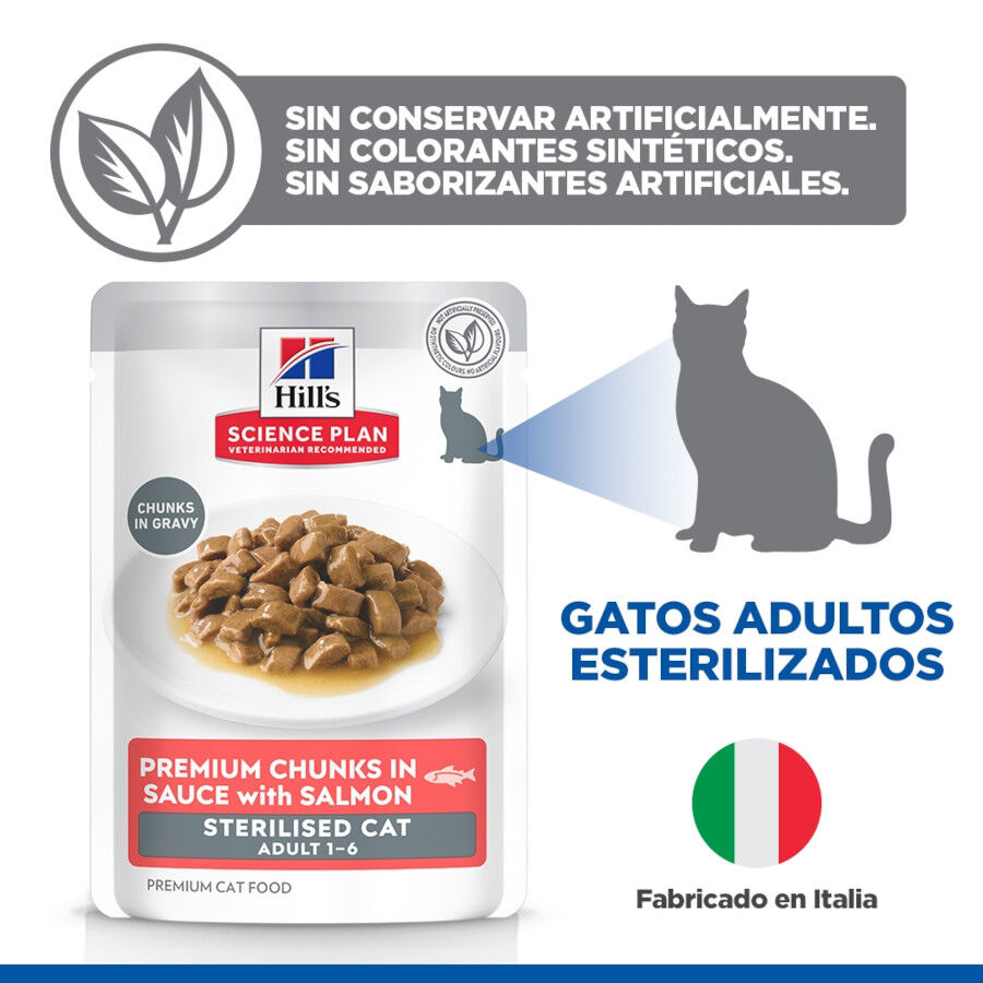 85 g Hill's Science Plan Sterilized Young Adult Salm&oacute;n sobre para gatos, , large Imagen numero 4