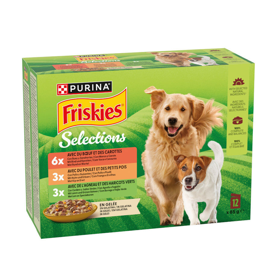 12 sobres x 85 g Friskies Pollo y Cordero en Gelatina sobre para perros, , large Imagen numero 1