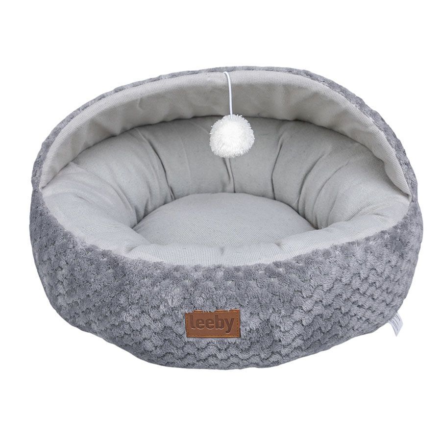 Leeby Cuna Gris y Blanco con Juguete para gatos, , large Imagen numero 6