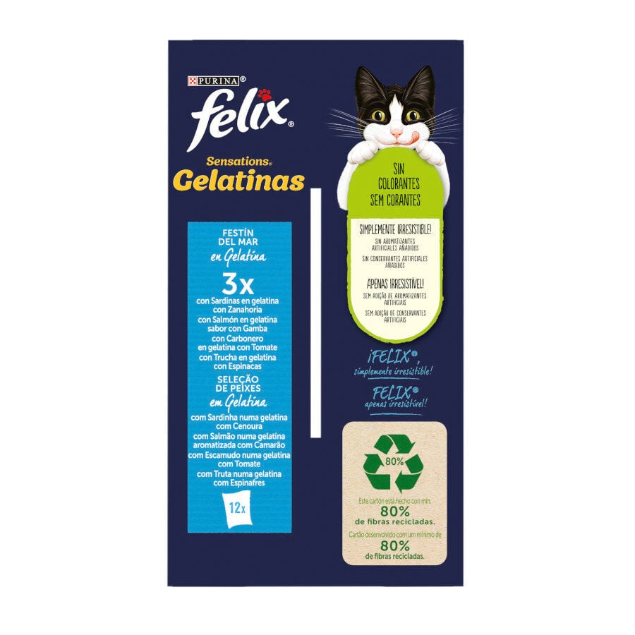 12 sobres x 85 g Felix Sensations Fest&iacute;n del Mar sobres en gelatina para gatos, , large Imagen numero 6