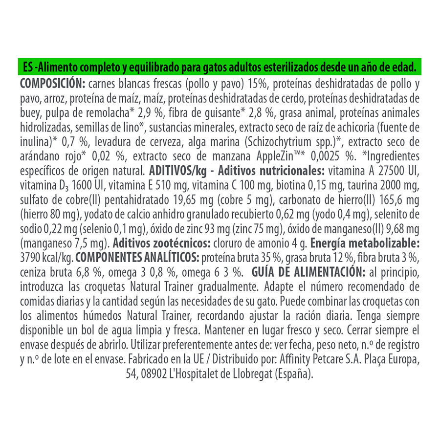 Natural Trainer Sterilised pienso para gatos thumbnail