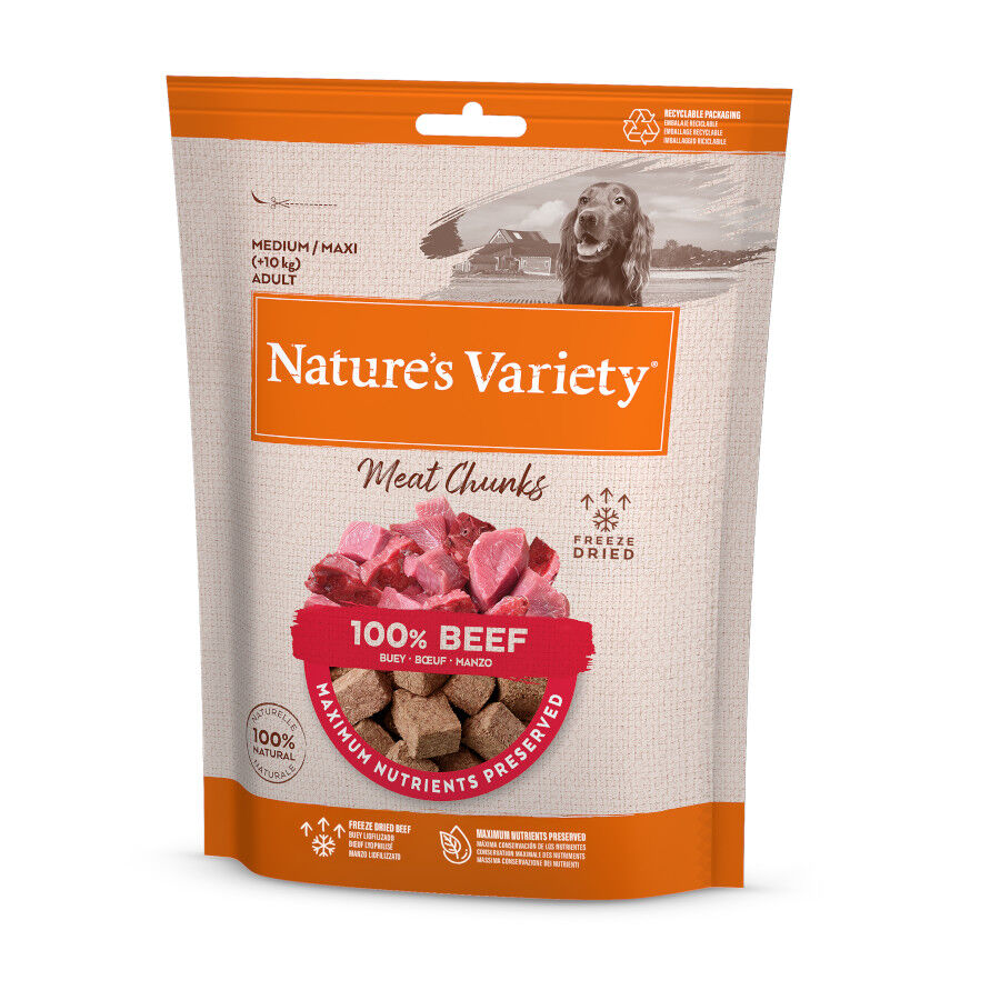 50 g Nature's Variety Meat Chunks Buey liofilizado para perros, , large Imagen numero 1