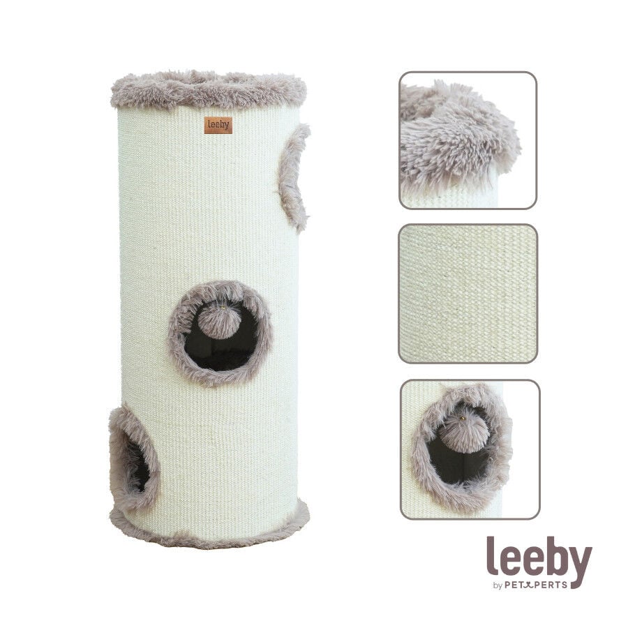 Leeby Bruno barril rascador con cama nido y juguete para gatos thumbnail