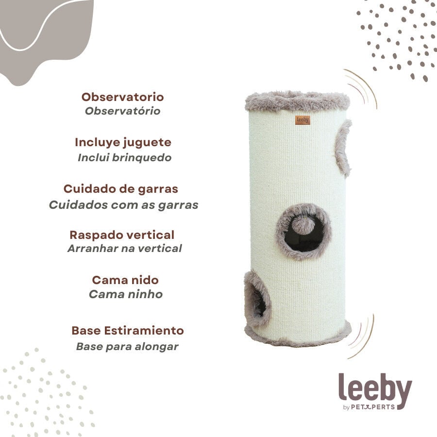 Leeby Bruno barril rascador con cama nido y juguete para gatos thumbnail