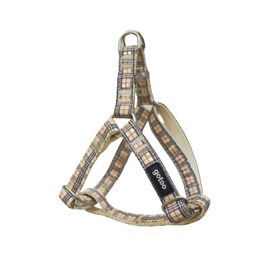 Gotoo Arnés estampado tartán marrón para perros