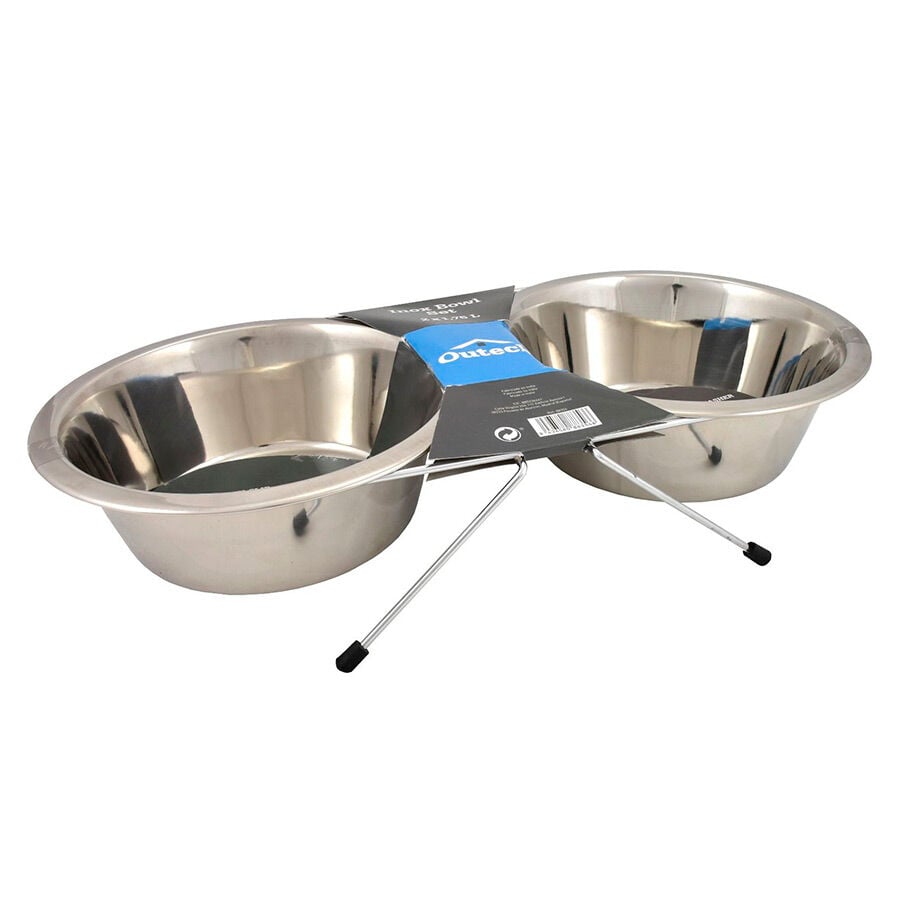 Outech Comedero doble de acero inoxidable para perros y gatos, , large Imagen numero 1
