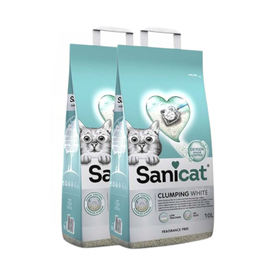 Sanicat Clumping White Arena Blanca Aglomerante sin perfume para gatos
