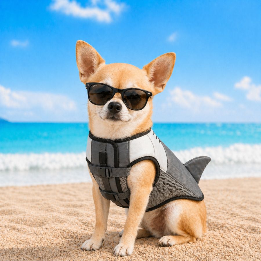 Summer Vibes Tibur&oacute;n Chaleco Salvavidas para perros, , large Imagen numero 1