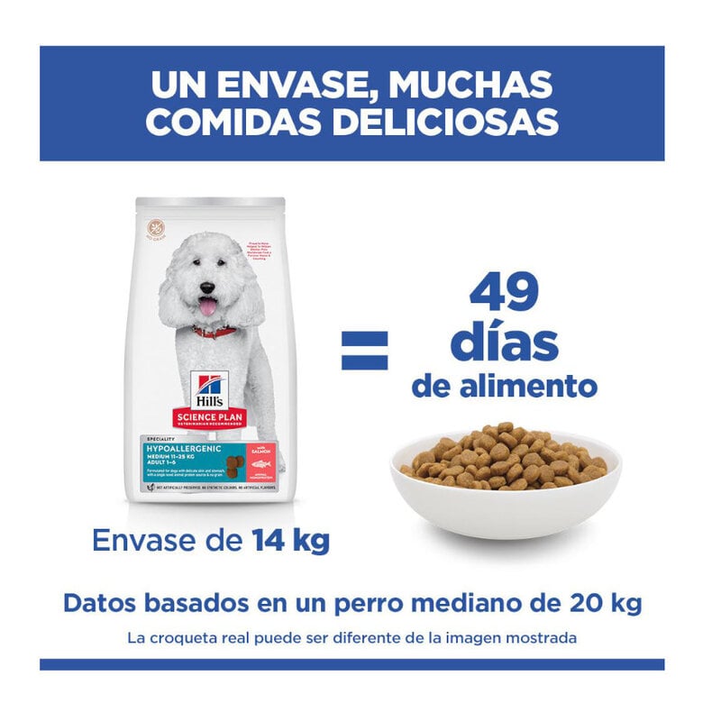 14 kg Hill's Science Plan Adult Medium Hypoallergenic Salmón pienso para perros,  Imagen numero 5 14 kg Hill's Science Plan Adult Medium Hypoallergenic Salmón pienso para perros, , large Imagen numero 5