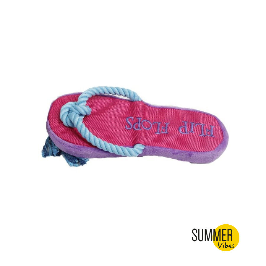 Summer Vibes Flip Flop Chancleta con Cuerda Rosa y Azul Juguete para perros, , large Imagen numero 2