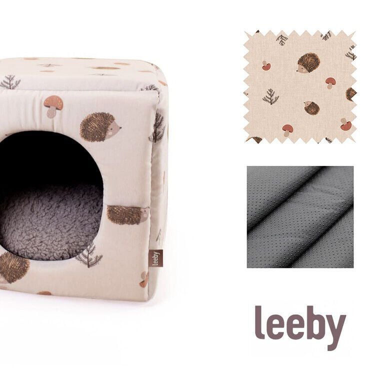 Leeby Cama Cueva Estampado de Erizos para gatos thumbnail