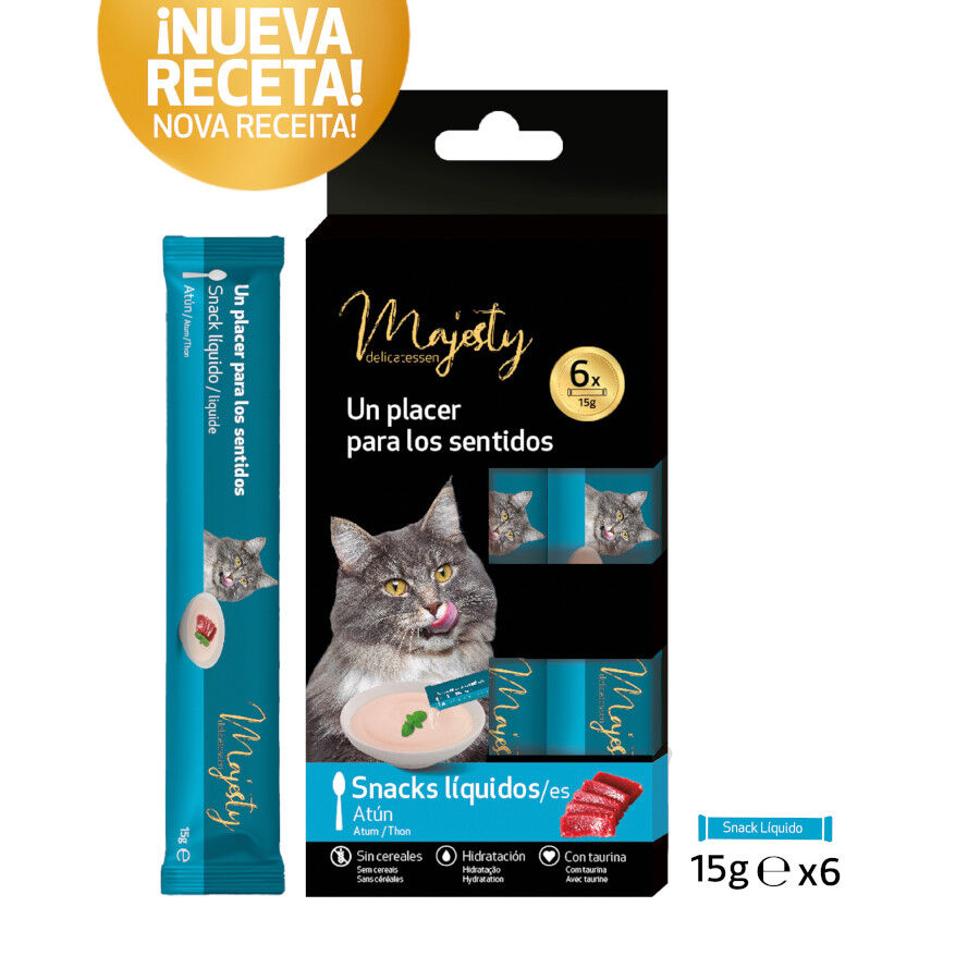 6 sobres x 15 g Majesty At&uacute;n snack l&iacute;quido para gatos, , large Imagen numero 2