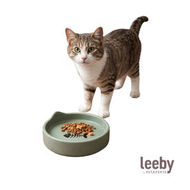 Leeby Comedero de Cer&aacute;mica Azul con Orejitas para gatos