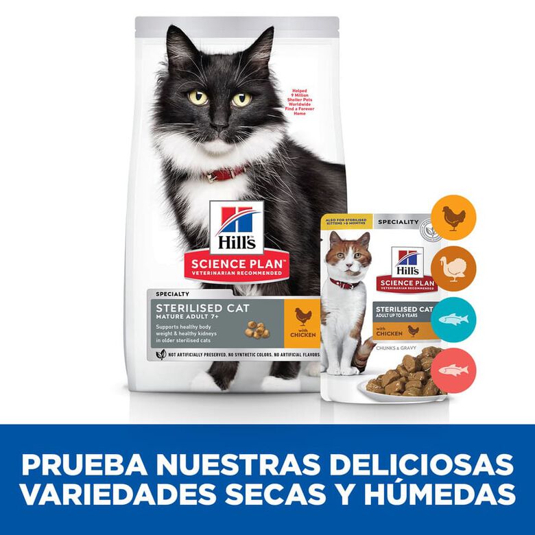 Hill&#039;s Science Plan Sterilised Mature Adult Pollo pienso para gatos thumbnail