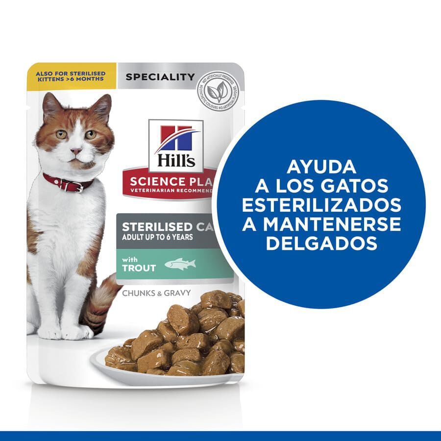 Hill&#039;s Science Plan Sterilised Young Adult Trucha Sobre en Salsa para gatos thumbnail