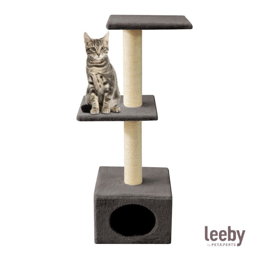 Leeby Colette torre rascador con cama nido gris para gatos thumbnail