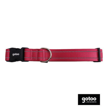 Gotoo Collar de nylon reflectante rosa para perros