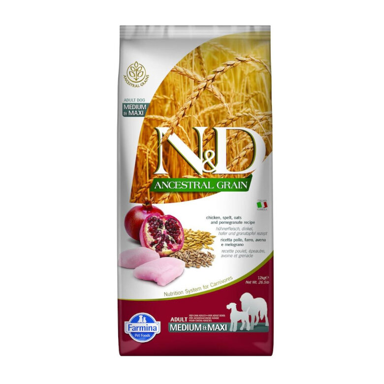 12 kg Farmina N&D Ancestral Grain Adulto Pollo y Granada pienso para perros,  Imagen numero 1 12 kg Farmina N&D Ancestral Grain Adulto Pollo y Granada pienso para perros, , large Imagen numero 1