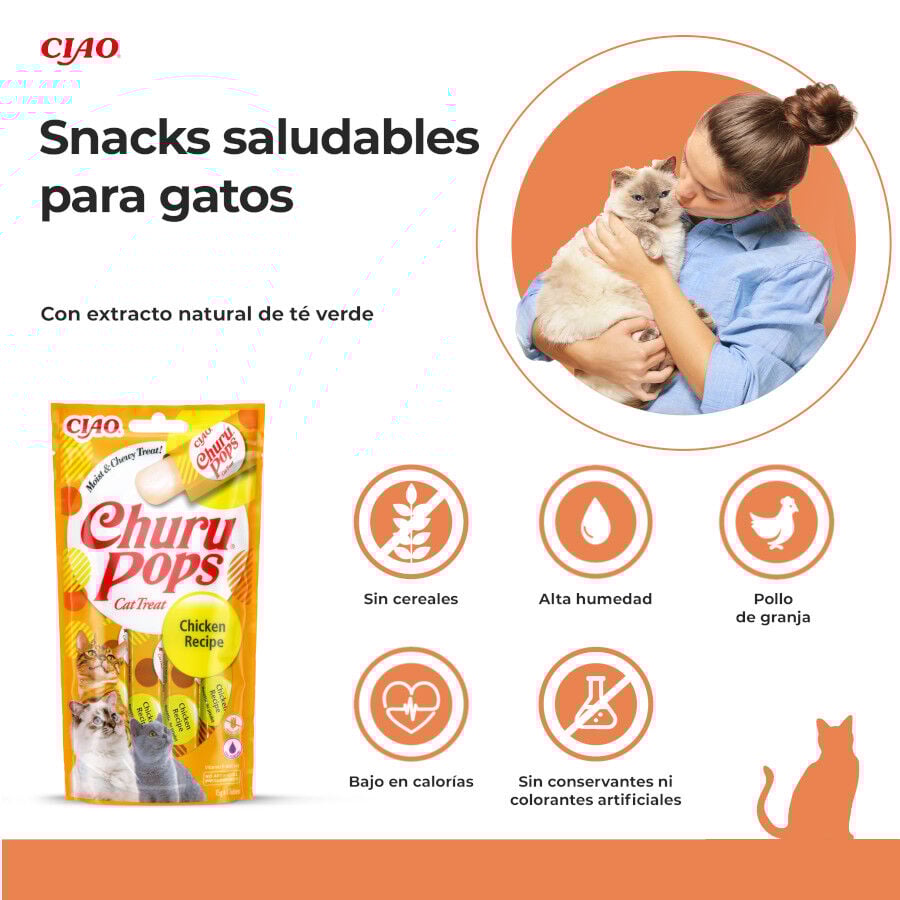 4 sobres x 15 g Churu Palitos Pops de Pollo para gatos, , large Imagen numero 2