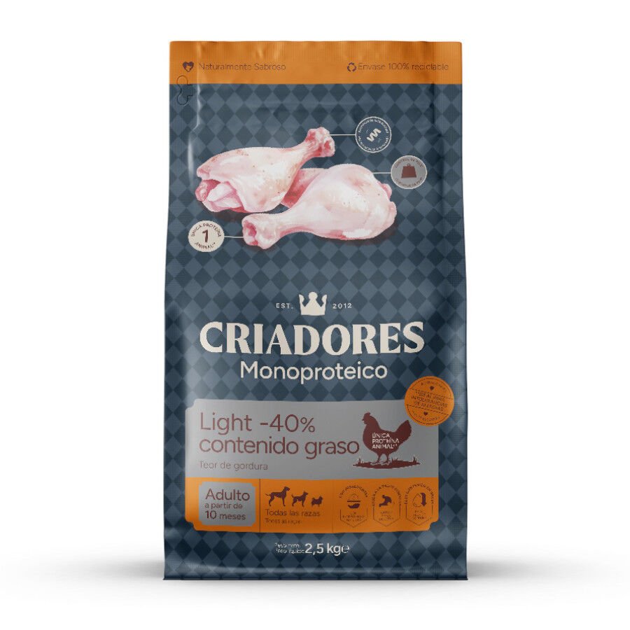 10 kg Criadores Monoproteico Light -40% contenido graso Adulto con Pollo pienso para perros, , large Imagen numero 1