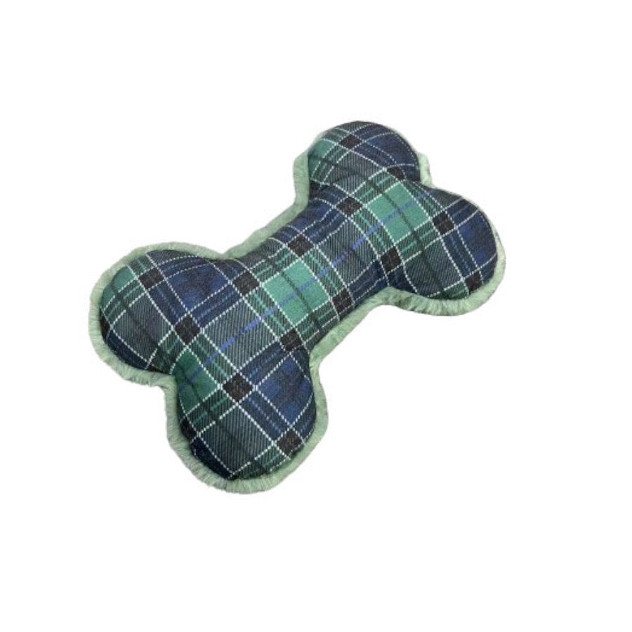 Tootoy! Tartan Bone Cuddler Blue Hueso de Peluche para perros thumbnail
