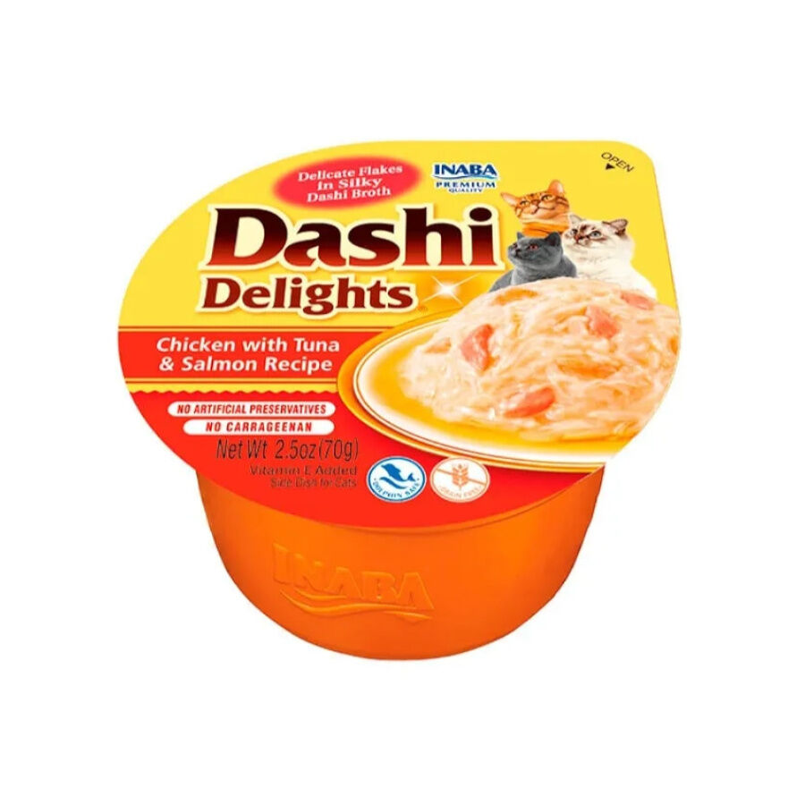 70 g Dashi Delights Snack Cremoso Pollo con At&uacute;n y Salm&oacute;n tarrina para gatos, , large Imagen numero 1