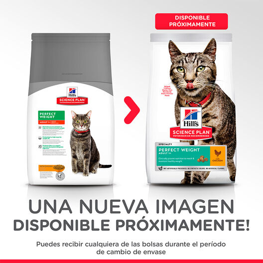 Hill's Science Plan Perfect Weight Adult pollo pienso para gatos, , large image number null